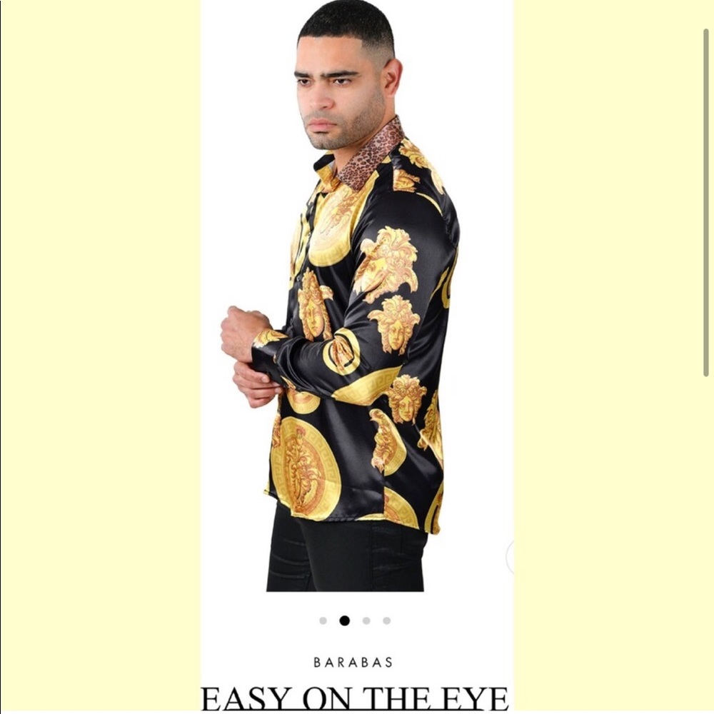 Nwt Men’s BARABAS Easy on the Eye 👁 Button Down Dress Shirt Size: Small - Picture 2 of 5